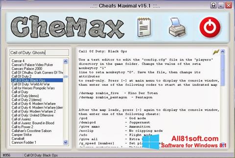 Petikan skrin CheMax untuk Windows 8.1