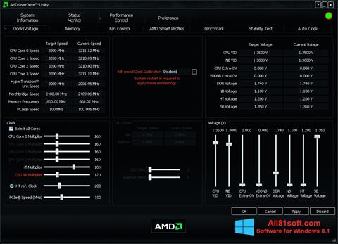 Petikan skrin AMD Overdrive untuk Windows 8.1
